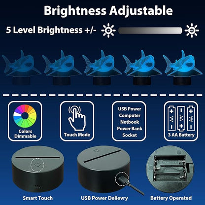 Shark Light, 3D Illusion Shark Night Light with 16 Colors Timer Remote, Kids Room Decor Shark Lamp, Shark Decorations & Gifts for Boys Girls Teenagers Adults