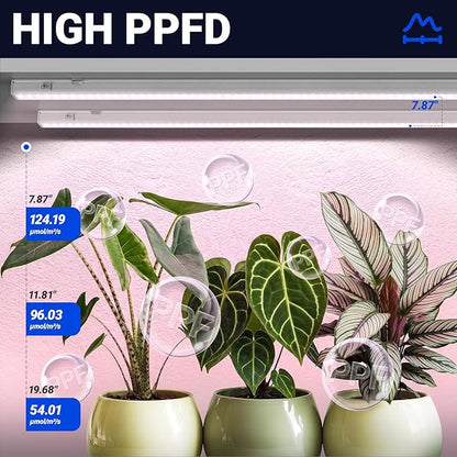 Barrina T5 Grow Light, Full Spectrum LED Grow Lights for Indoor Plants, 3ft 128W (8 x 16W, 800W Equivalent) Plant Light, Grow Lights for Seed Starting, Plug and Play, Pinkish White, 8-Pack