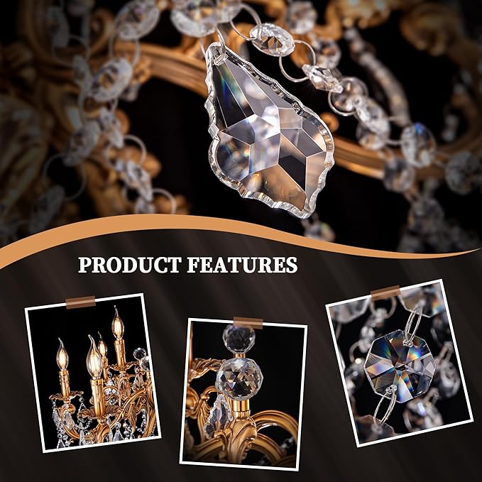 Wellmet Crystal Chandeliers Vintage Antique Bronze Chandelier 12 Lights Candle Pendant Ceiling Light Fixture for Dining Room Living Room Kitchen Bedroom Hallway Entryway Dia 35.9"