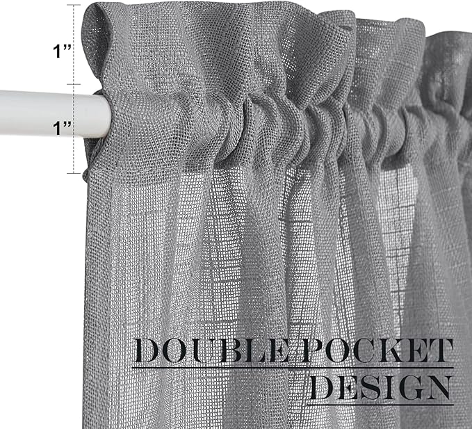 NICETOWN Sheer Door Curtains, Side Small Window Treatment, Farmhouse French Front Door Shade, Rod Pocket Sidelight Curtains with Tieback, 1 Panel, Dark Grey, 36W X 40L