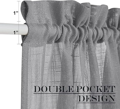 NICETOWN Sheer Door Curtains, Side Small Window Treatment, Farmhouse French Front Door Shade, Rod Pocket Sidelight Curtains with Tieback, 1 Panel, Dark Grey, 36W X 40L