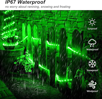 JMEXSUSS 2 Pack Green Lights Battery Operated String Lights Outdoor Waterproof, Total 200LED 66ft Battery Powered Rope Lights with Remote, Green Lights for St Patricks Day Decorations