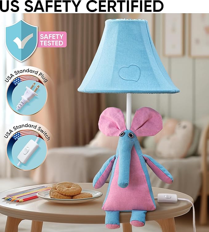 Elephant Kids Lamp for Boys Bedroom - 18", Animal Lamp for Kids Room - Christmas Gifts, Birthday Gifts for All Ages: Toddler Girls, Children, Grandkids 3 4 5 and Up Years Old, Sister Brother, Sibling