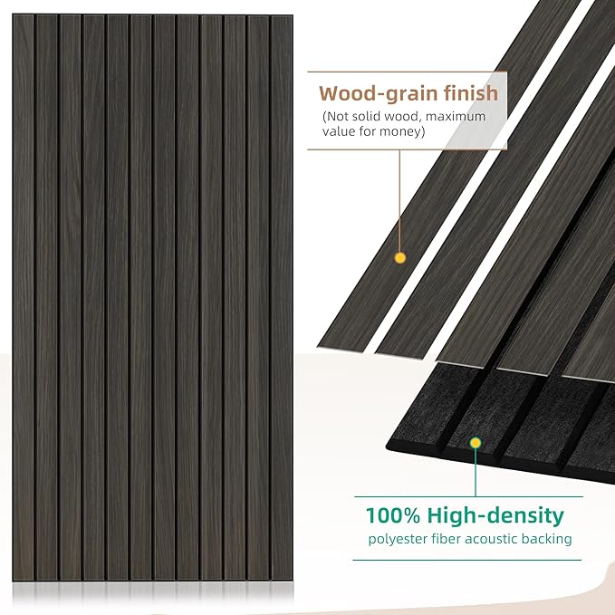 Wood Veneer Sound Panels, 10 Pack 47.2”x23.6” Wall Panels, Decorative Acoustic Panels for Walls, for Office,Home Theater,Studio,Living Room,Rustic Walnut