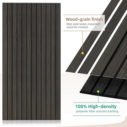 Wood Veneer Sound Panels, 10 Pack 47.2”x23.6” Wall Panels, Decorative Acoustic Panels for Walls, for Office,Home Theater,Studio,Living Room,Rustic Walnut