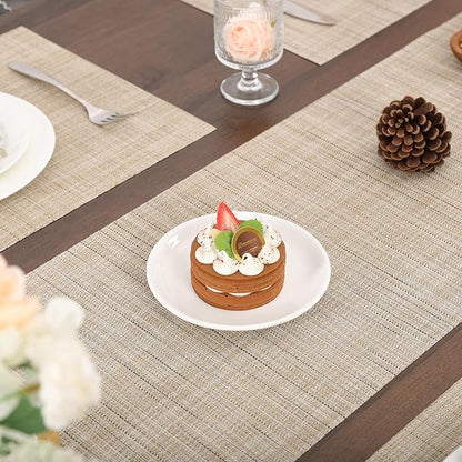 Myir JUN Table Runner, Vinyl Table Runner Indoor Arbitrarily Cropped Runner for Table Heatproof for Home Party (Beige, 12 x 94 inch)