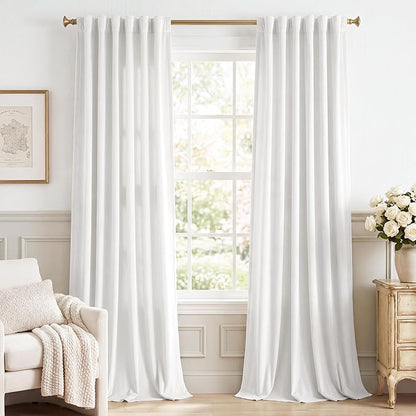StangH White Velvet Curtains 108 inches Long, Luxury Back Tab Privacy Protect Window Drapes for Living Room Sliding Door/Patio/Laundry, W52 x L108, 2 Panels