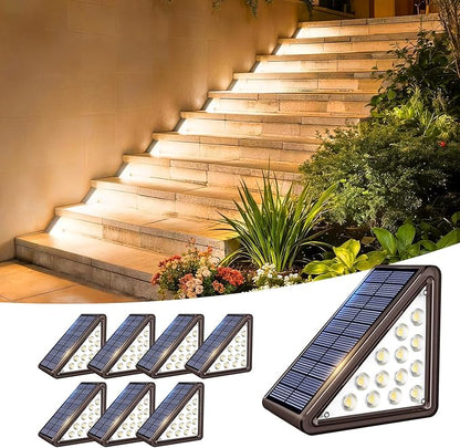 Solar Step Lights Outdoor Waterproof IP65,Warm White Brown Solar Stair Lights, Outdoor Light Decor for Stair, Deck, Step, Porch and Outside Patio, 8 Pack