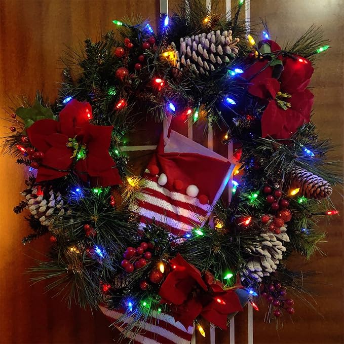 MAGOTAN Christmas Lights 50 LED String Lights Battery Operated Clear Mini Lights18ft with Timer for Thanksgiving Day Wreath Christmas Tree Indoor Outdoor Decoration, Waterproof, Multicolor 2Pack