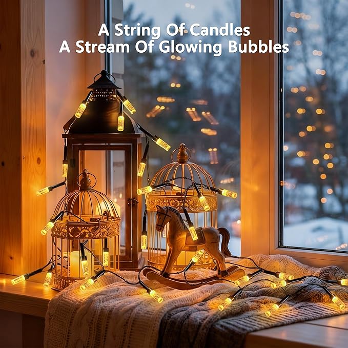 Brizled Smart Christmas Tree Lights, 66FT 200 LED Color Changing Bubble Candle String Lights App & Voice Control, Warm White & Color WiFi Xmas Light Music Sync for Indoor Outdoor Xmas Wedding Party