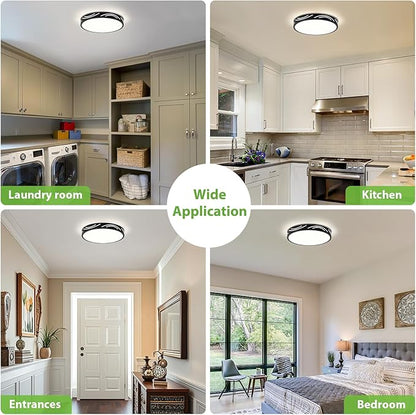 Modern Dimmable Ceiling Light Fixture,5CCT in One LED Flush Mount Kitchen Lights,Round Close to Ceiling Lamp for Hallway Entryway Bedroom Living Room Laundry Room Bathroom(Black,11.81 in,ETL Listed)