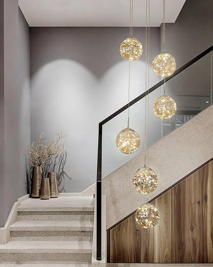 Long Chandeliers for High Ceilings,Modern Crystal Pendant Light,Raindrop Drop Lamp,Hanging Flush Mount Lighting Fixtures for Spiral Staircase,Foyer,Entryway,Living Room