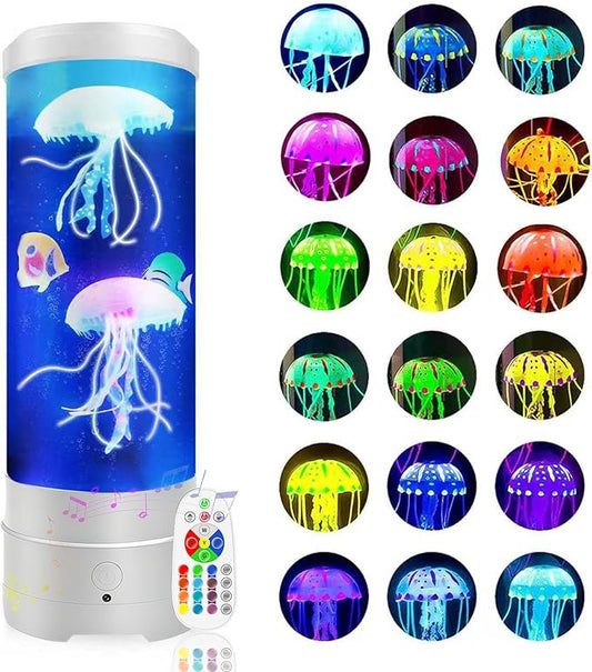Jellyfish Lamp With Bluetooth Speaker, 17 Colors Changing & 4 Lighting Modes Jelly Fish Light Lamp, USB Powered Jellyfish Decor Light, Christmas Halloween Gifts for Teen Room Decoration, White