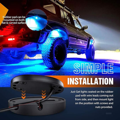Nilight LED Rock Light 4PCS Underglow Wheel Well Pods Waterproof Exterior Underbody Roof Rack Side Lamps for Car Truck Pickups ATV UTV SUV Motorcycle Boat, Blue Color