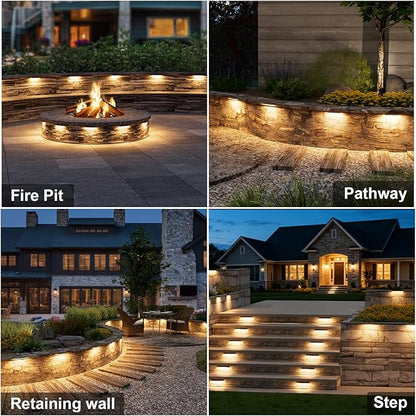 VOLISUN 8 Pack 4 Inch Retaining Wall Lights, Waterproof LED Hardscape Lighting, Cuttable Low Voltage Landscape Lighting, 12V Paver Lights, 1.5W Outdoor Step Lights, 2700K Soft White, ETL