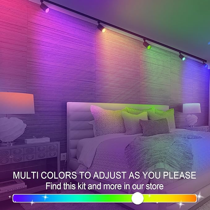 GU10 16-Color RGB Track Lighting Kit, 12-Pack Colour-Changing Spotlights with 3x3.28FT H-Rail, IR Remote RGB Track Lights for Living Room, Home Parties, Nightclubs, Bars