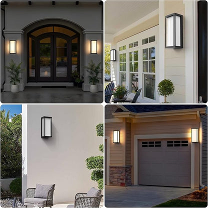 𝟐𝟎.𝟓-𝐈𝐍𝐂𝐇 Dusk to Dawn Outdoor Wall Lights, Large Size Waterproof Patio Lanterns, LED Exterior Light Fixture Wall Mount Lantern Sconce, Black Outdoor Wall Sconces for Front Door Porch