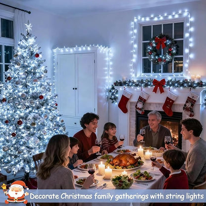 JMEXSUSS 66ft 200 LED White Christmas Lights Indoor Outdoor, Connectable String Twinkle Lights Outdoor Clear Wire Plug in for Bedroom House Fireplace Christmas Tree Decoration