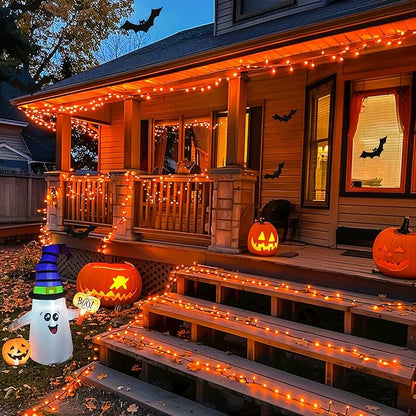 JMEXSUSS 2 Pack Solar String Lights Outdoor Waterproof, Total 400 LED 151FT Solar Christmas Lights Outdoor, 8 Modes Christmas Light for Outside Patio Yard Tree Decorations, Orange