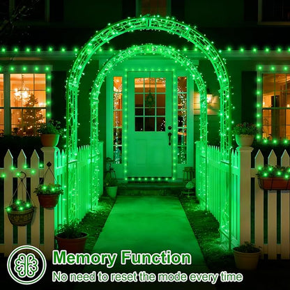 QITONG Green Solar Fairy Lights, 2 Pack Each 66ft 200 LED String Light Outdoor Waterproof, Silver Wire Christmas Twinkle Mini Lights with 8 Modes