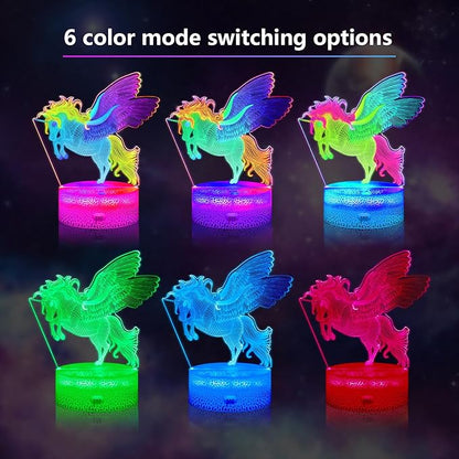 Horse Night Light, 3D Illusion Lamp with Remote Control, Timer, Multi-Color Changing, Dimmable Kids Bedroom Lamp, Led Night Light Lamp Horse Stuff for Girls & Boys, Birthday Christmas Gift