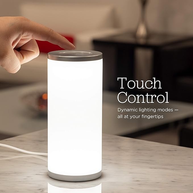 Enbrighten Color-Fusion LED Lamp, Modern Night Light, Touch Sensor, Dimmable Whites & Vibrant RBG Colors, Dorm Essentials, Ideal for Gaming, Office, Living Room, Kids Bedroom, Reading Light, 58148