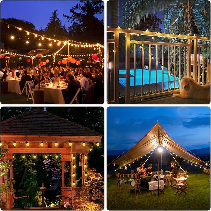 Solar String Lights Outdoor with Remote Waterproof 33 Feet 100 LED Solar Patio Lights USB Rechargeable 8 Light Modes Solar Powered String Lights for Garden Christmas Party Decor