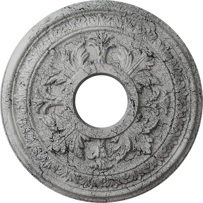 15 3/8"OD x 4 1/4"ID x 1 1/2"P Baltimore Ceiling Medallion (Fits Canopies up to 5 1/2"), Hand-Painted Ultra Pure White Crackle