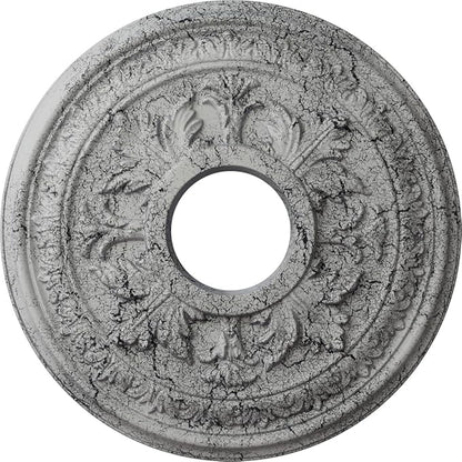 15 3/8"OD x 4 1/4"ID x 1 1/2"P Baltimore Ceiling Medallion (Fits Canopies up to 5 1/2"), Hand-Painted Ultra Pure White Crackle