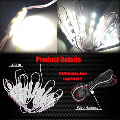 Ampper 12V 60 LEDs Interior Van Light Kits, LED Ceiling Lights with Simplified Harness Switch Fuse for Van RV Boats Caravans Trailers and More (20 Modules, White)