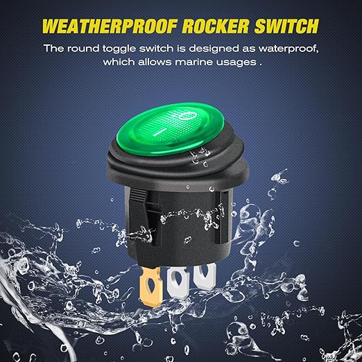 Nilight 3 Gang Rocker Switch Panel 12V Waterproof On-Off Toggle Switches with Green LED Light Three Pin for Automotive Lights Marine Boat Car Camper Truck Vehicles