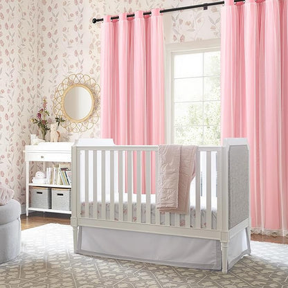 XiDi Pink Curtains Blackout 84 Inches Long for Girls Bedroom Living Room 2 Panels Grommet Thermal Insulated Double Layer Cute Girly Nursery Curtains with Sheer Overlay for Kids Princess W52XL84