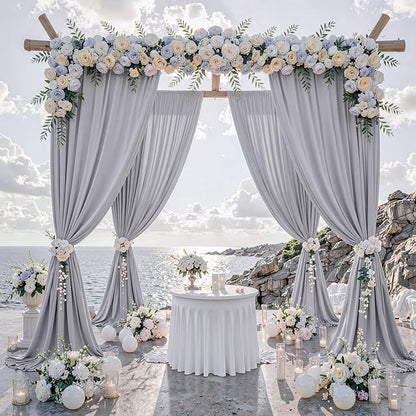 10 ft x 10 ft Wrinkle Free Silver Backdrop Curtain for Parties, Polyester Silver Grey Backdrop Drapes 2 Panels 5x10ft for Baby Shower Photoshoot Engagement Wedding Birthday Photography Background