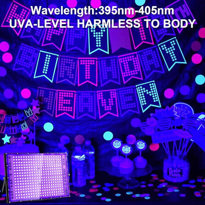 300W Black Lights, Blacklight Flood Light with Plug and Switch,for Glow Party, Black Light Party, Halloween, Body Paint, Neon Glow, Fluorescent Poster, Stage Lighting