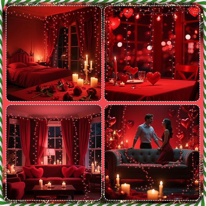 TIGOMOOV 100 Count Christmas Red String Lights, Christmas Tree Lights with Green Wires - UL Certified Red Mini Lights for Indoor/Outdoor Xmas Wedding Holiday Party Home Decorations