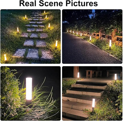 Landscape Lighting Low Voltage Pathway Lights, 8 Pack Landscape Path Lights 300LM 6W, 3000K Bollard Aluminum Low Voltage Landscape Lights Wired for Walkway Yard Garden