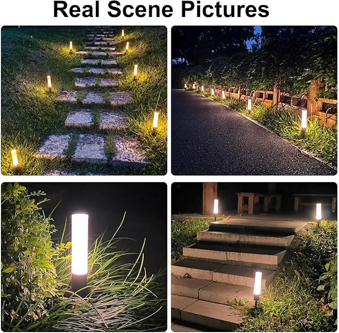 12 Pack Low Voltage Landscape Lighting Pathway Lights, 6W 300LM Landscape Lights 3000K Warm, IP65 Waterproof, Aluminum Outdoor Landscape Path Lights Wired for Walkway Yard Garden