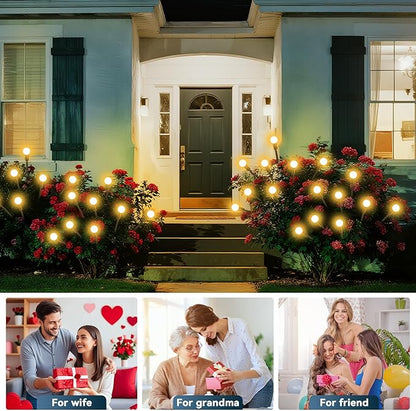 Slyuexu Solar Garden Lights Outdoor Waterproof, 2 Pack 16 LED Swaying Firefly Lights Outdoor Decor Light for Pathway Party Christmas Decoration, Unique Gifts for Women, Warm White