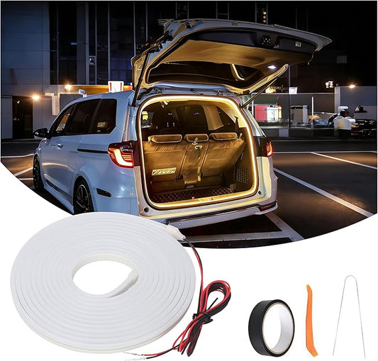 Car LED Strip Lights, Flexible Car Trunk Light Strip, 157.48" Trunk Led Light Strip, Easy to Install, Waterproof, Universal Fit for Car Trunks, SUVs,Warm Yellow
