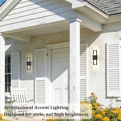 COTTAGE LIFE Outdoor Wall Sconce, Modern Up and Down LED Wall Light for House Black Exterior Light Fixture (15.75" H) Hardwired Sconce for Front Door, Garage, Patio Lighting – 3000K, 10W