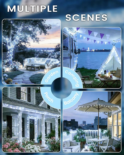 OZS 6 Pack 480LED Solar String Lights for Outside, Solar Christmas Lights Outdoor Waterproof with 8 Modes, Green Wire Solar Powered Tree Light for Patio Yard Garden Xmas Party Decorations (Cool White)