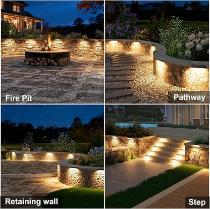 VOLISUN 7 Inch Retaining Wall Lights, IP67 Waterproof Hardscape Lighting, Cuttable Low Voltage Lighting, 12V Paver Lights, 2.8W Outdoor Step Landscape Lights, 2700K Soft White (6 Pack)