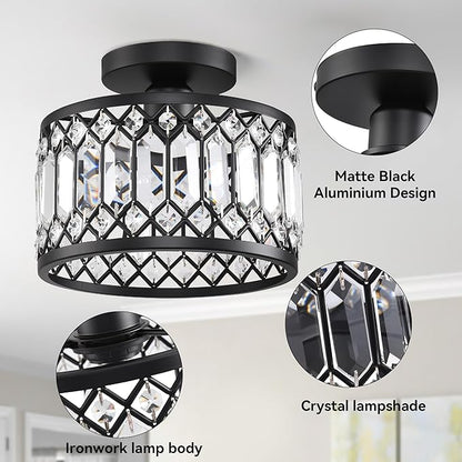 Semi Flush Mount Ceiling Light,Industrial Semi Flush Mount Ceiling Light,Industrial Black Light Fixtures Ceiling Mount, Chandelier Kitchen Lighting Black Flush Mount Light,Vintage Light Fixture