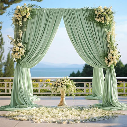 10x10ft Sage Green Backdrop Curtain for Wedding Parties Wrinkle Free Fabric Sage Green Drapes Backdrop Decoration for Baby Shower Birthday Photography Decoration 2 Panels, 5ft x 10ft