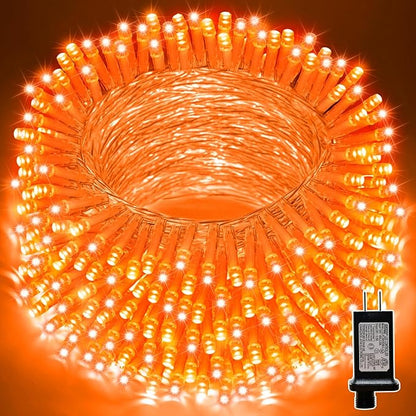 LAMPHOME 33ft 100 LED Orange Thanksgiving Lights Outdoor Waterproof, Autumn Fall String Lights,16 Modes Orange Halloween String Lights Plug in, Christmas Lights Garden Party Xmas Tree Lights Decor