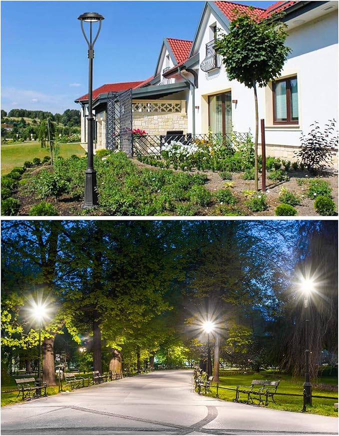 KUKUPPO 80W LED Post Top Light 80W/64W/48W Wattage Selectable ETL Listed 11200Lm LED Post Pole Top Light Dusk to Dawn IP65 Waterproof for Outdoor Commercial Pole Light Fixture AC100-277V