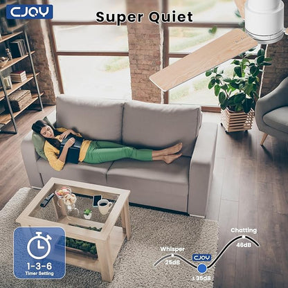 CJOY Ceiling Fans with Lights, 52 Inch Low Profile Ceiling Fans with Light and Remote, Reversible DC, Flush Mount, 3CCT，Dimmable, Modern Indoor/Outdoor Design for Bedroom, Living Room, Patio, Kitchen