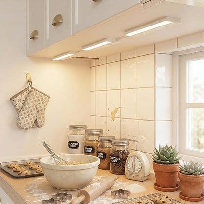 LAGOM Halo 12-Inch Under Cabinet Lighting for Kitchen, Hardwired and Plug-in, 4-Pack, Dimmable LED, 2700K/4000K/5000K, White, UC0112WH274L