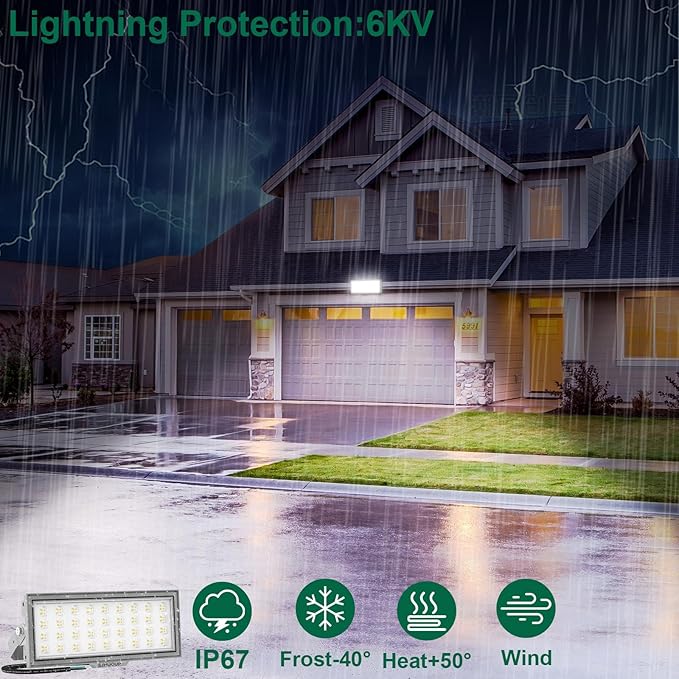 LED Flood Light Outdoor, Led Stadium Lights Super Bright Security Lights 100W, 13000Lumen, 6500K Daylight White, IP67 Waterproof