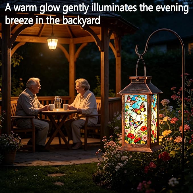 Butterfly Solar Lanterns Outdoor Waterproof Garden Decor,Hanging Solar Lights Bird Decorative,Mothers Day Gifts for Women Mom Birthday Gifts Ideas for Yard Patio Lawn Tabletop Landscape Walkway